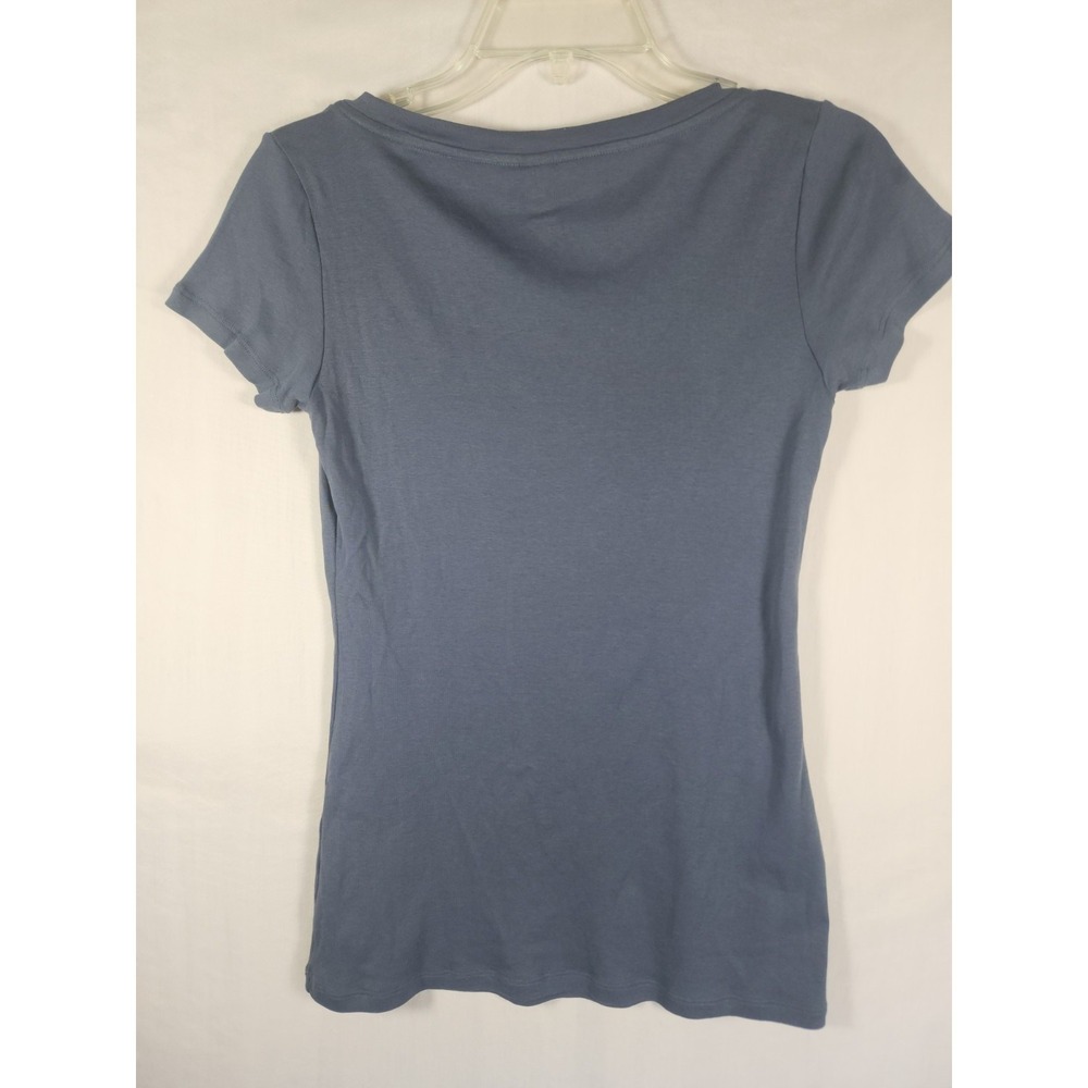 United Colors of Benetton Womens T Shirt Blue Yellow Trim Y2K Minimalist Tee - Picture 3 of 5